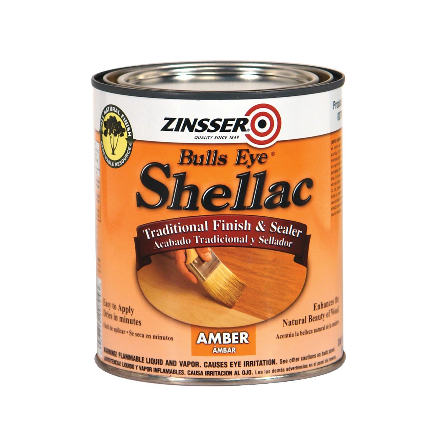 Bulls Eye Amber Shellac Finish And Sealer, 1 Quart - Non-toxic Protective Sealer