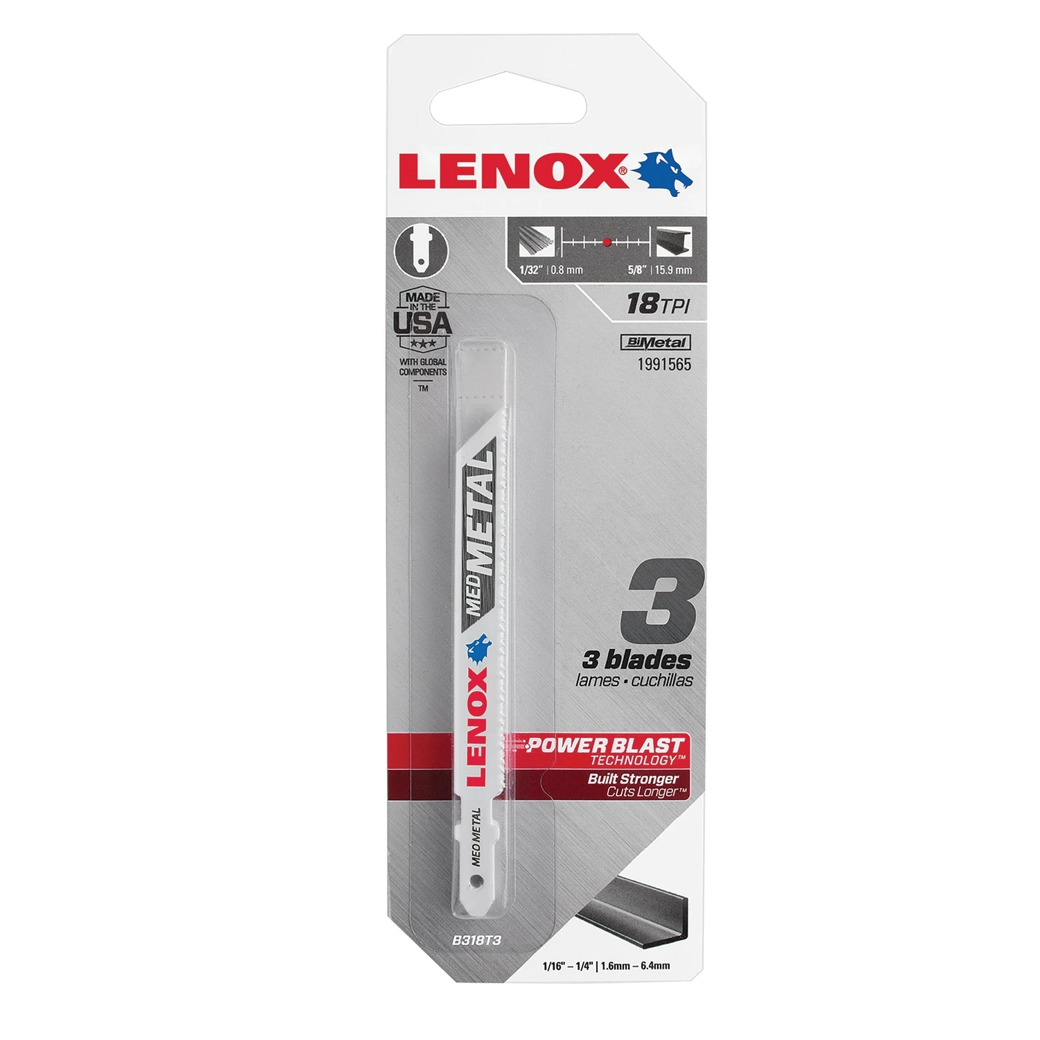 T-shank Jigsaw Blade, 18 Tooth, 3-5/8 X 3/8-in., 3-pk.