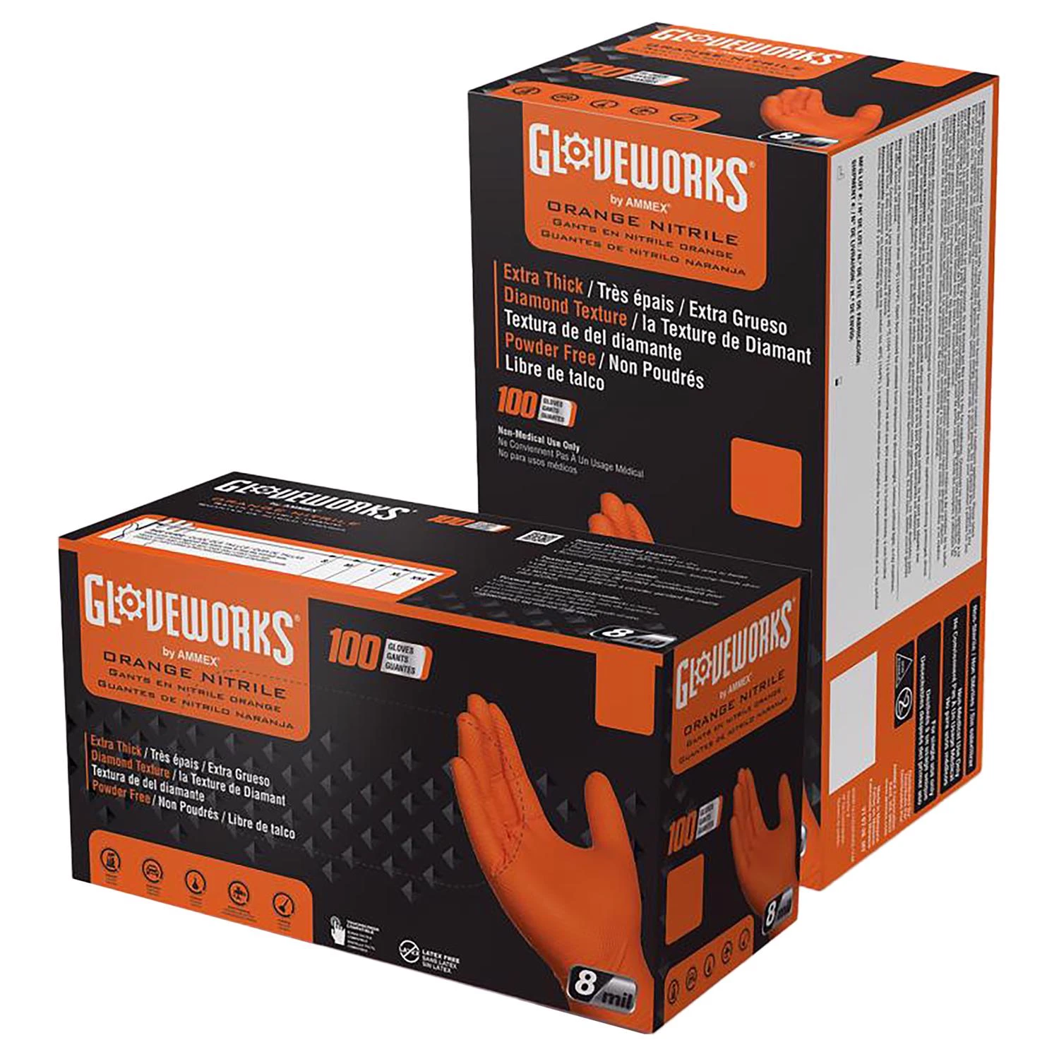Nitrile Gloves, Heavy-duty, Orange, Medium, 100-ct.