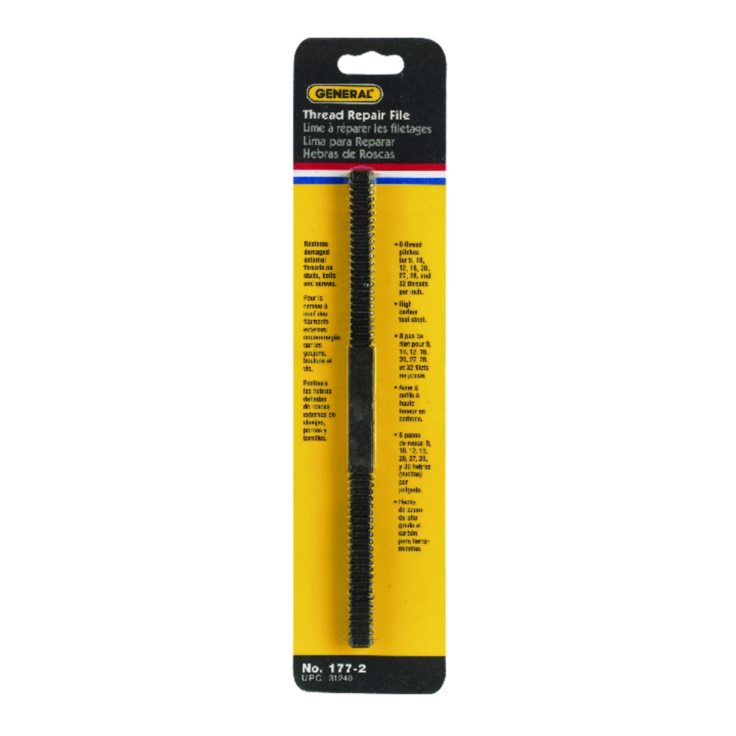 8-1/2 In. High Carbon Steel Thread Repair File (9-32 T.p.i.)