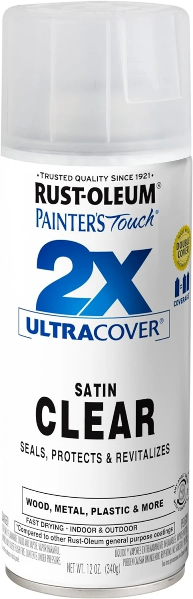Painter's Touch 2x Ultra Cover Satin Clear Spray Paint 12 Oz.