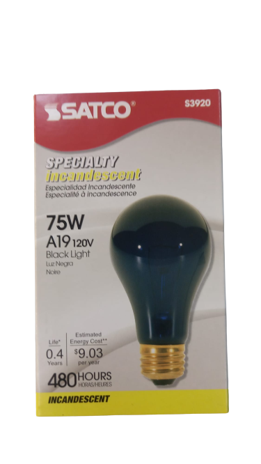 75w Medium A19 Incandescent Blacklight Light Bulb