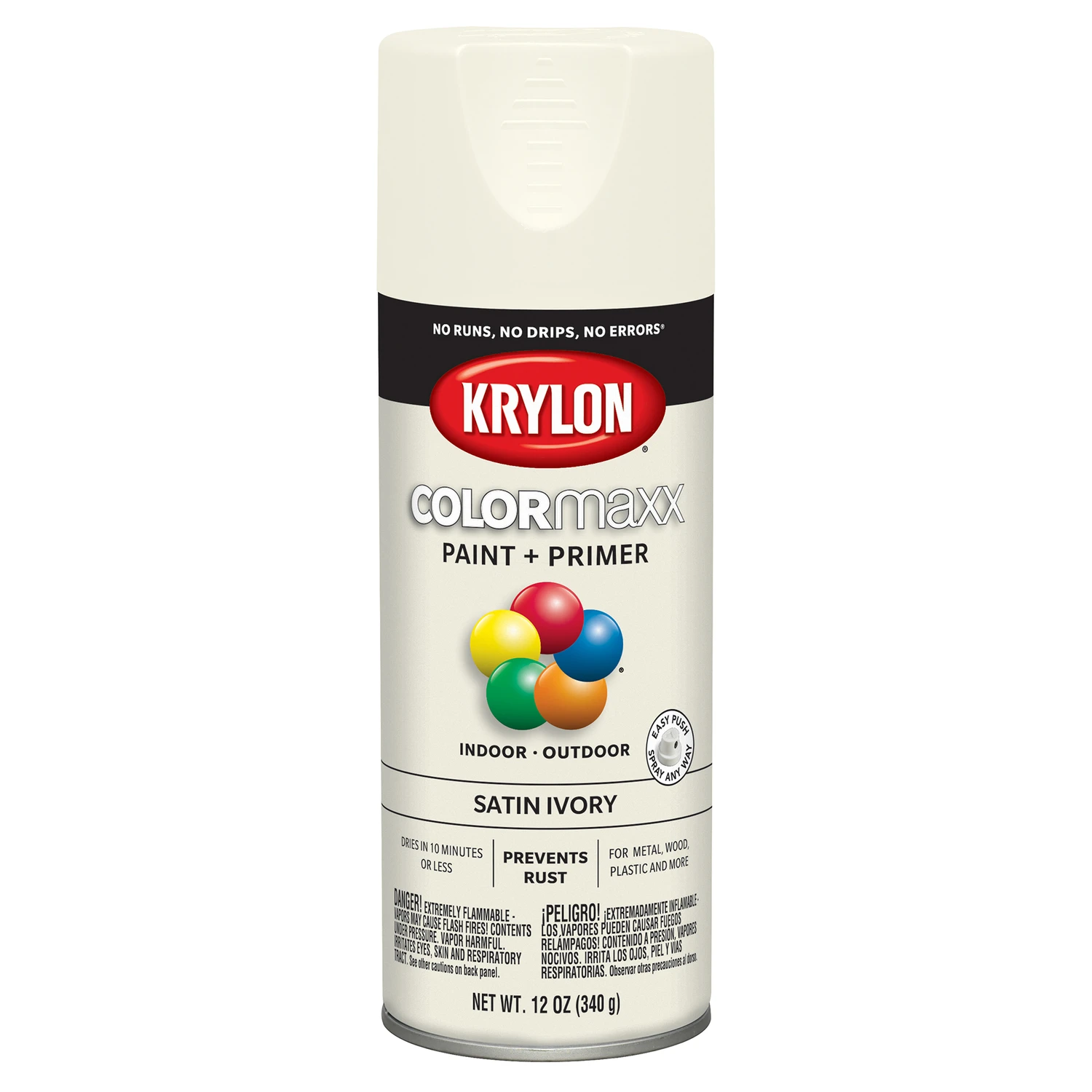 Colormaxx 12 Oz. Satin Spray Paint, Ivory - Rust Protection & Fast Coverage