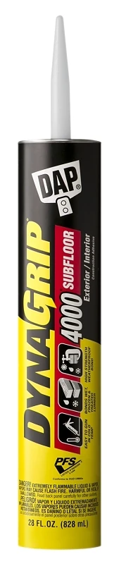 Dynagrip 4000 Subfloor Construction Adhesive — 28 Oz Tube, Weatherproof Bond For Squeak-free Floors
