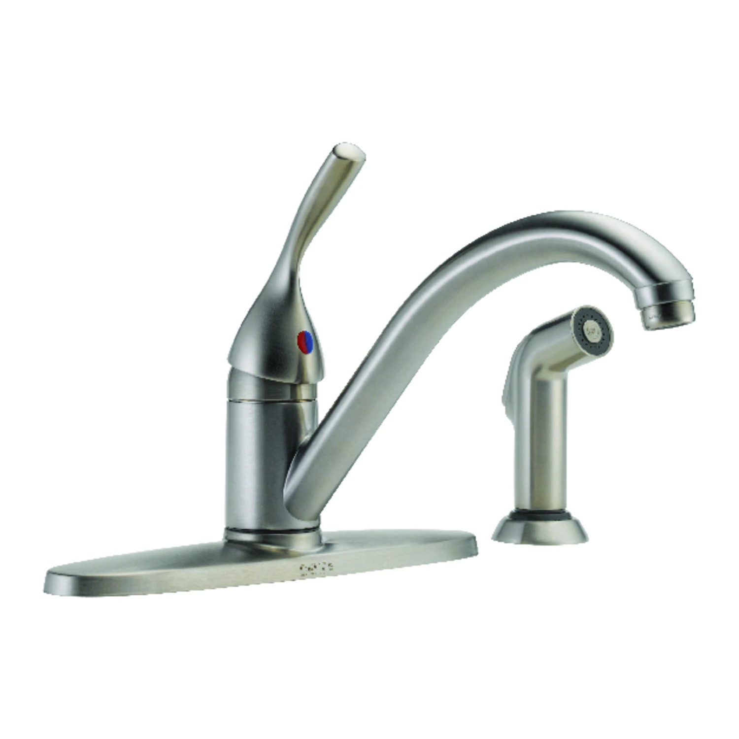 Classic Stainless Steel Kitchen Faucet With Side Spray, Model 400-ss-dst
