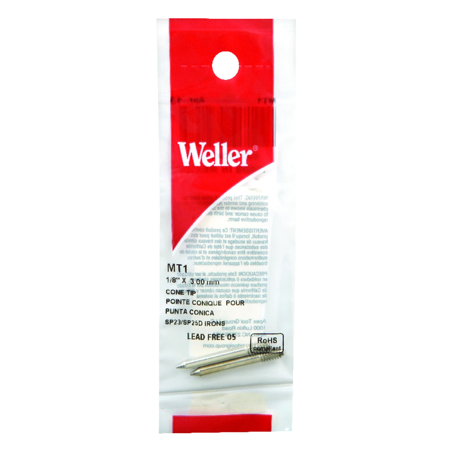 Cone Replacement Soldering Iron Tip, 1/8 In., 2-pk.