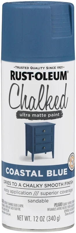 Chalked 12 Oz. Ultra Matte Spray Paint, Coastal Blue - Oil-based Acrylic