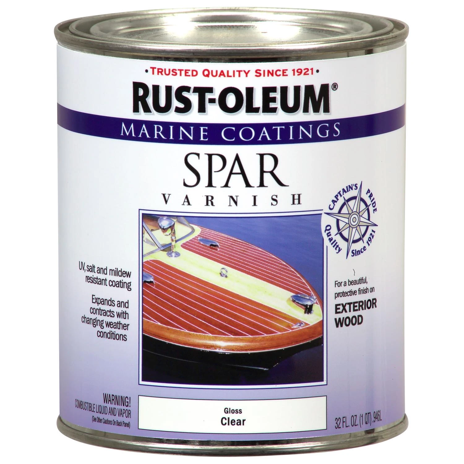Gloss Marine Spar Exterior Varnish, 1 Quart - Uv Resistant, Oil-based