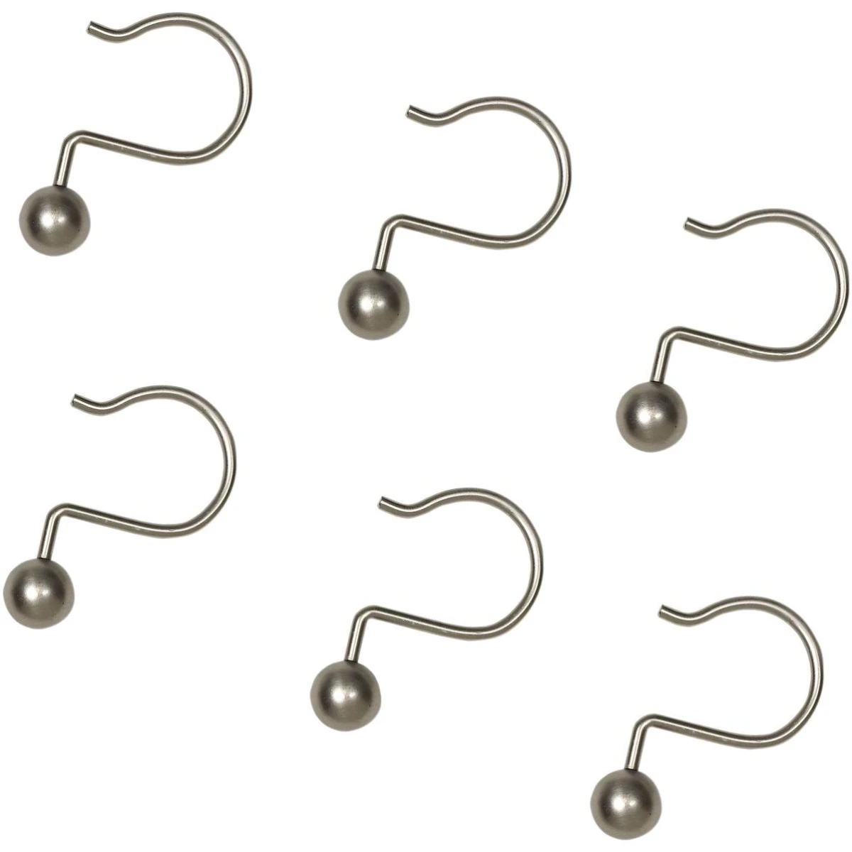 Shower Curtain Hooks, Decorative Ball, Brushed Nickel, 12-pk.