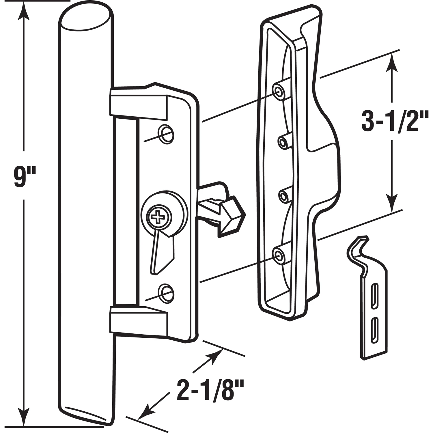 C 1095 Black Sliding Patio Door Handle Set With Wood Pull