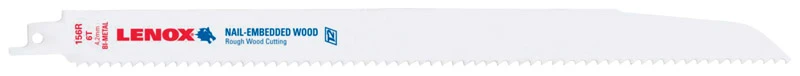 Reciprocating Saw Blade, 6 Tpi, 12-in.