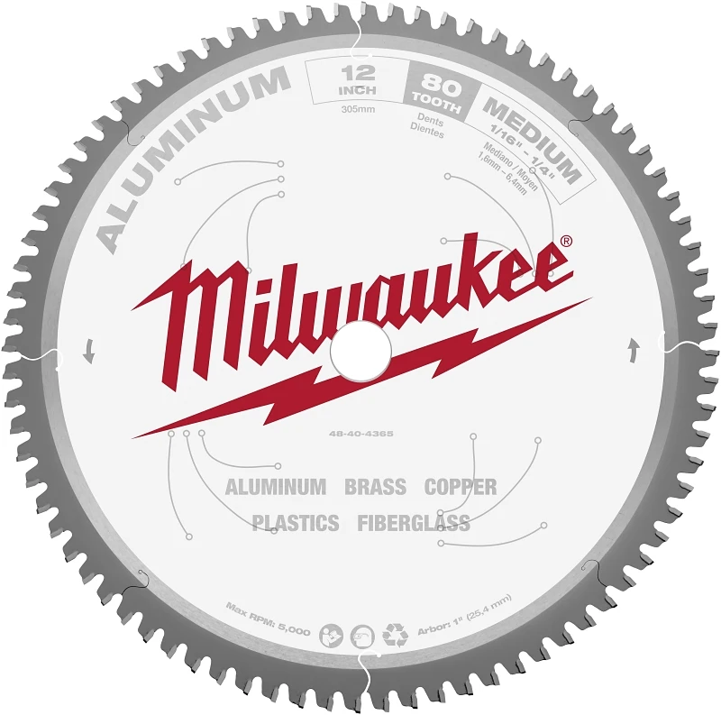 Milwaukee Tool 12 -inch X 80 Carbide Teeth Aluminum Cutting Mitre Saw Blade