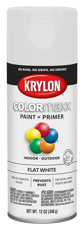 Colormaxx 12 Oz. Flat White Spray Paint With Rust Protection
