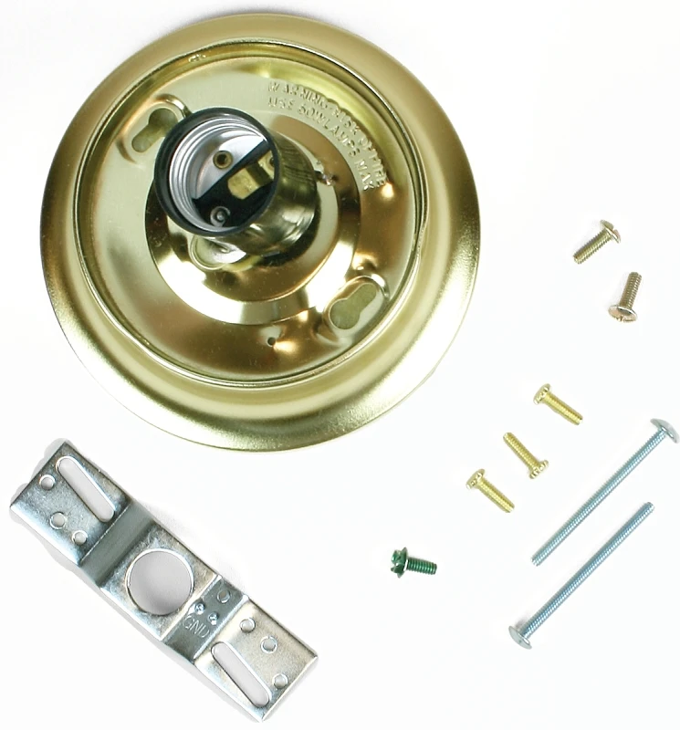Lamp Glass Shade Holder, Brass Finish, 3.25-in.