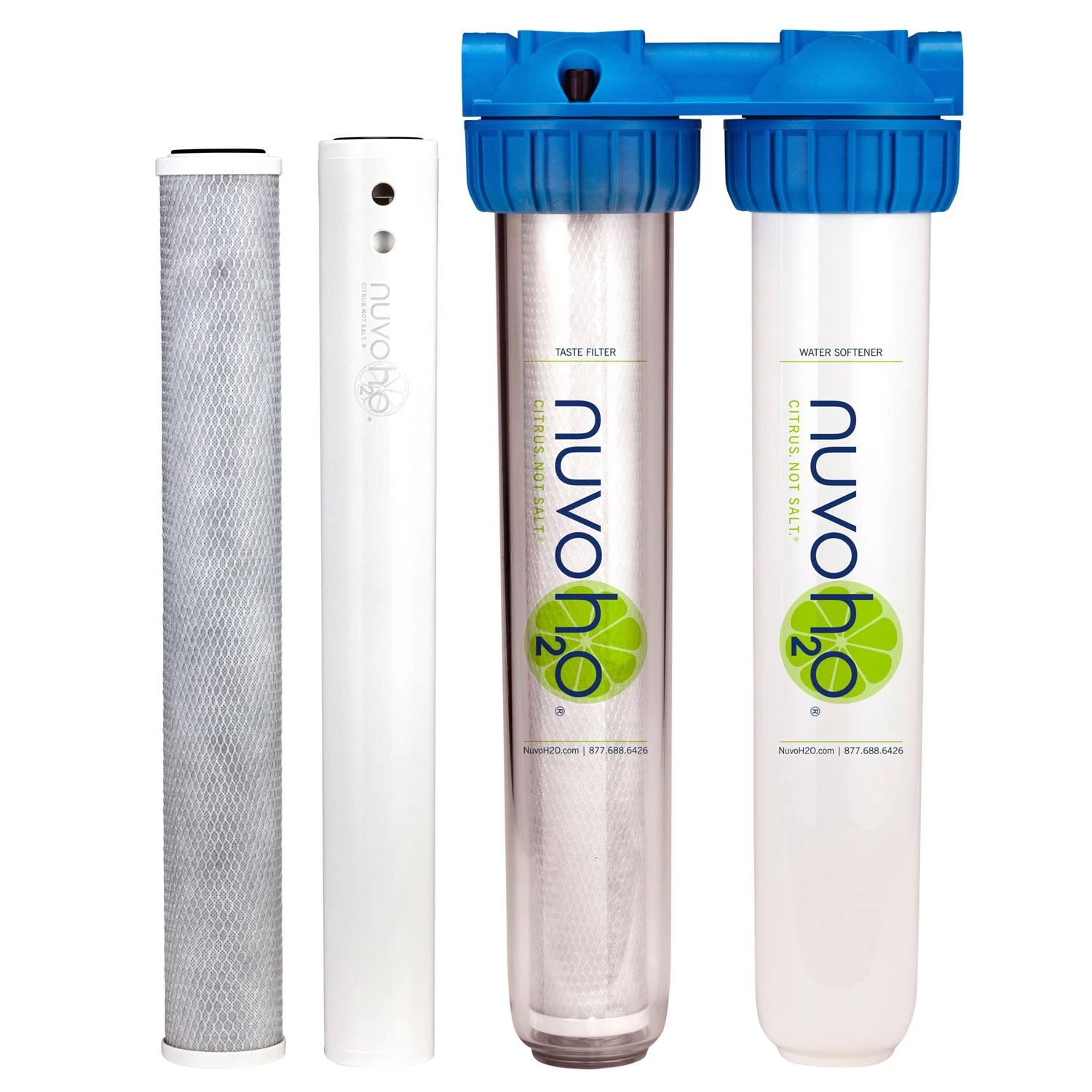 Nuvoh2o Home Duo Water Softener Taste Filter System, Whites
