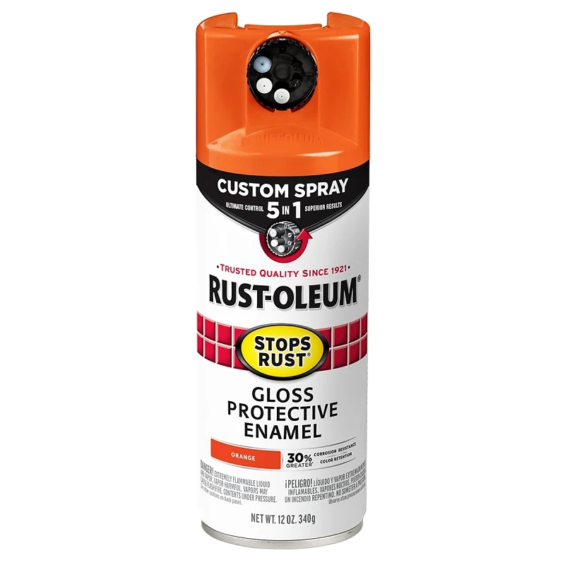 Orange 12 Oz Stops Rust 5-in-1 Custom Spray Enamel – Rust Protection For Metal & Wood