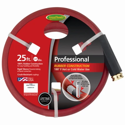 Professional Hot Water Hose, 3-ply Rubber, 5/8 In. X 25 Ft.