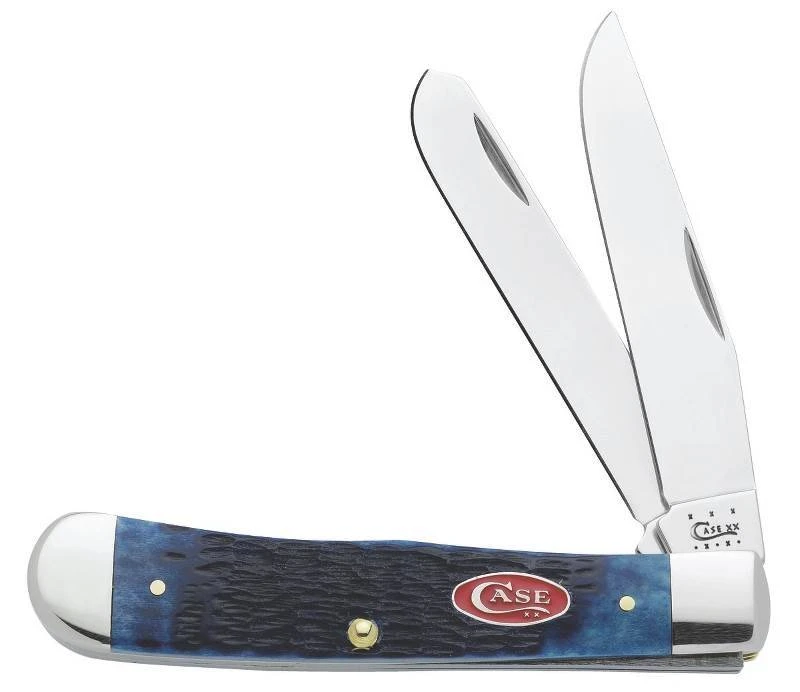 Case Trapper Pocket Knife With Navy Blue Bone Handle And Stainless Steel Blades 6254ss