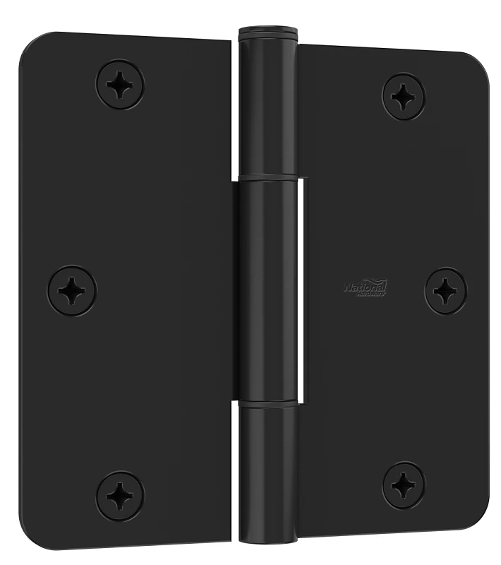 Squeakguard Door Hinges, 1/4 In. Round Corners, Matte Black, 3-1/2 In., 3-pk.