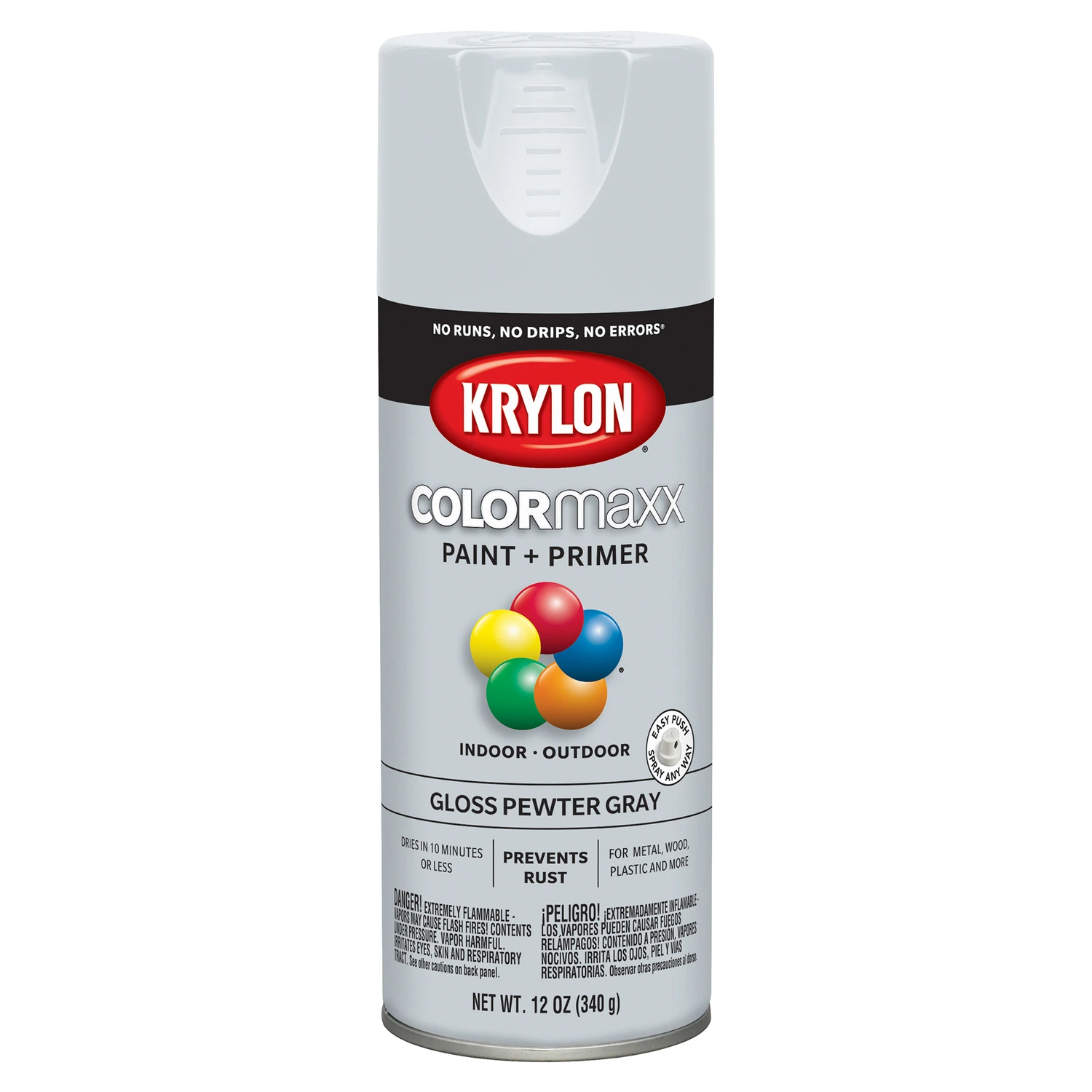 Colormaxx 12 Oz. Gloss Spray Paint, Pewter Gray With Rust Protection
