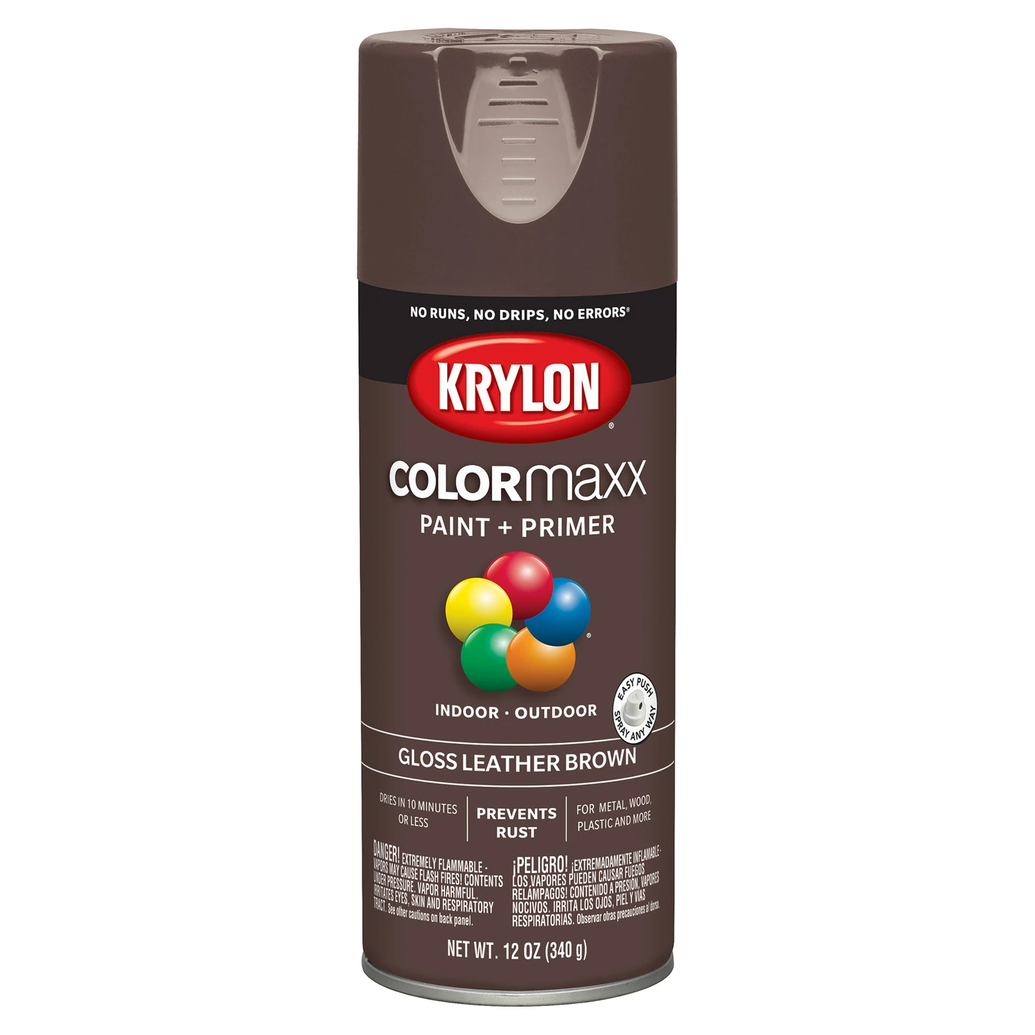 Colormaxx 12 Oz. Gloss Spray Paint, Leather Brown - Rust Protection & Fast Coverage