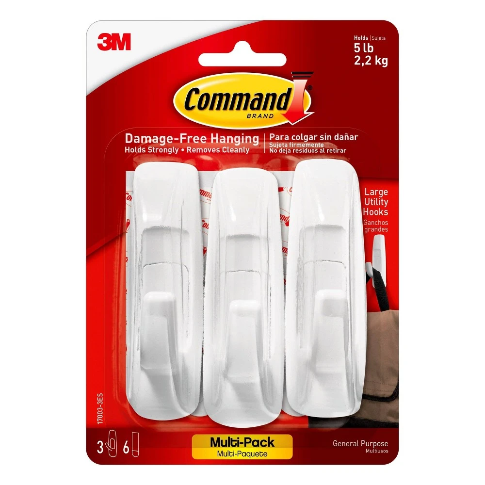 Large White Utility Hook Value Pack (6 Hooks, 12 Strips)