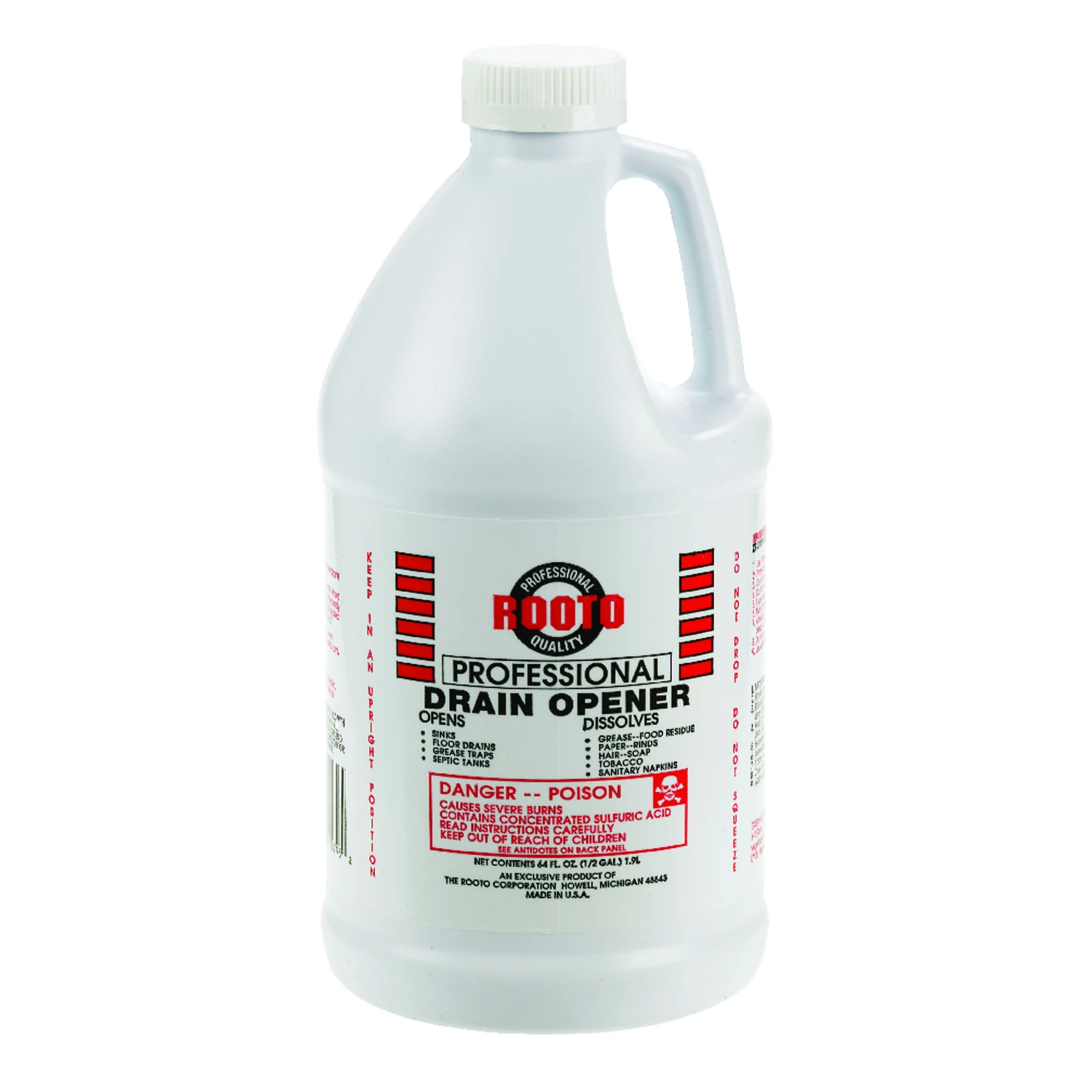 Professional Drain Opener, Sulfuric Acid, 64 Oz.