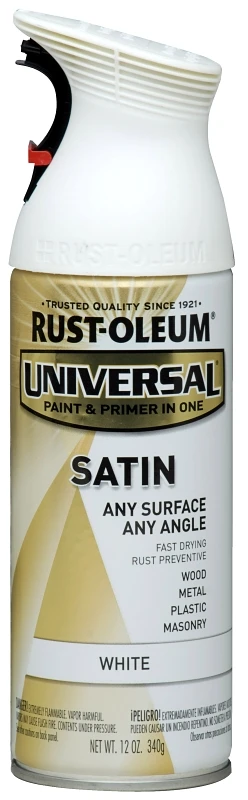Universal 12 Oz. Satin White Spray Paint & Primer In One