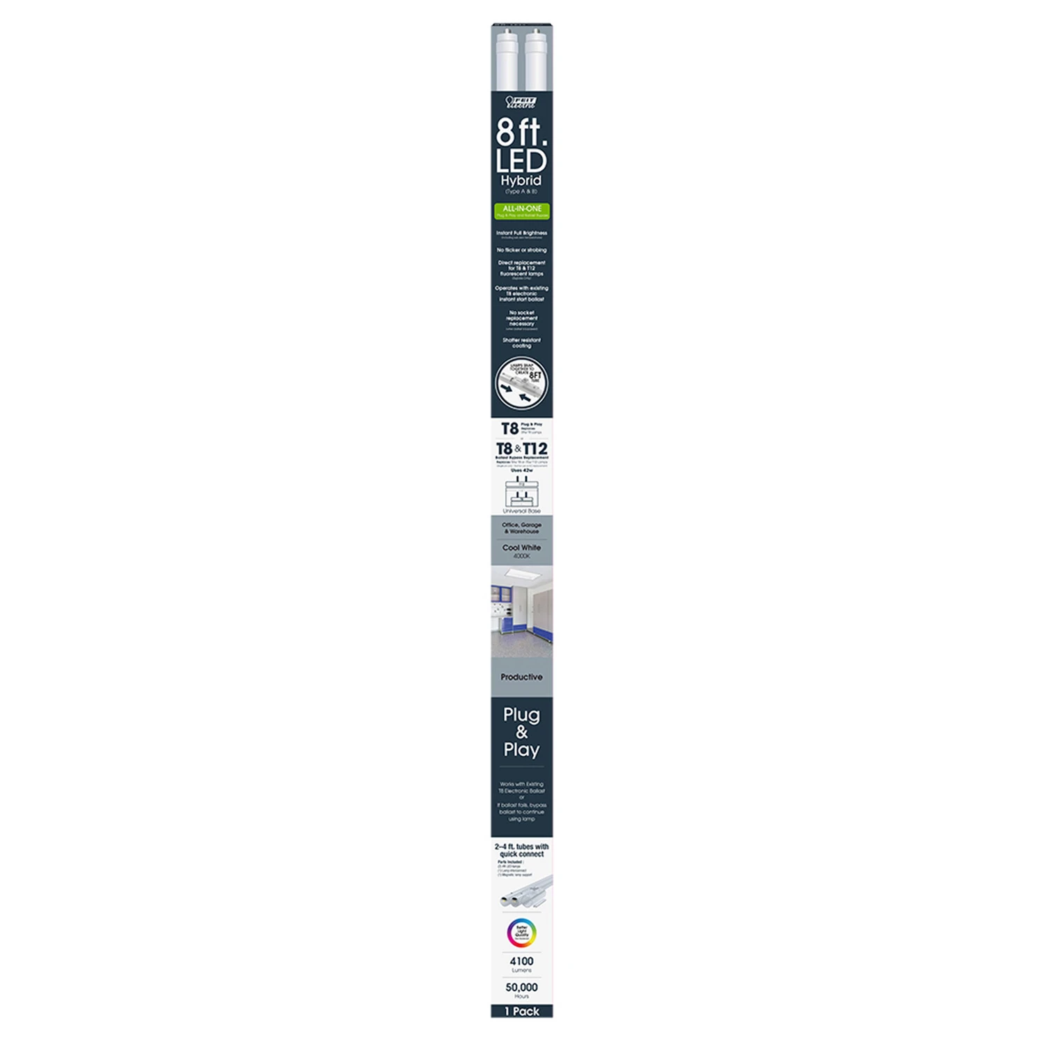 3005147 96 In. 42 Watts T8 & T12 Plug In Play Linear Led, Cool White