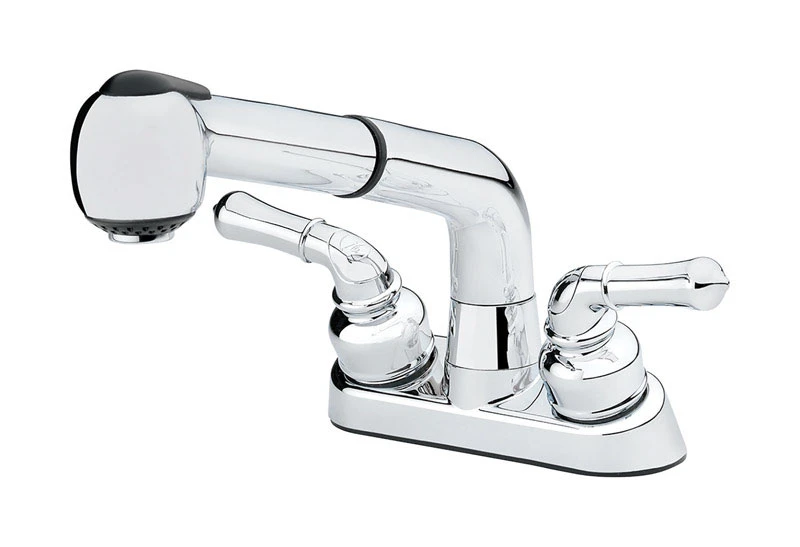 Stylish Pullout Chrome Laundry Faucet With Two Handles