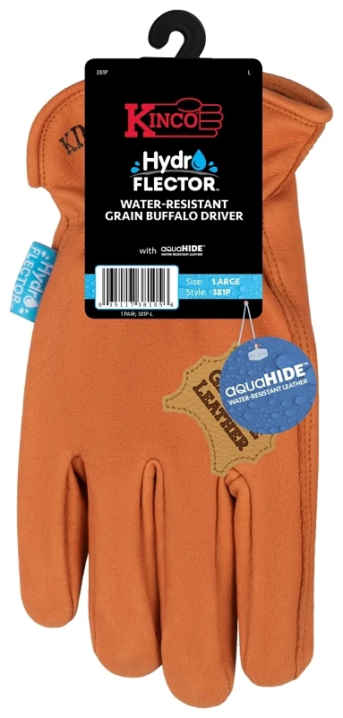 Medium Buffalo Leather Work Gloves With Water-resistant Aquahide™ And Ergonomic Design