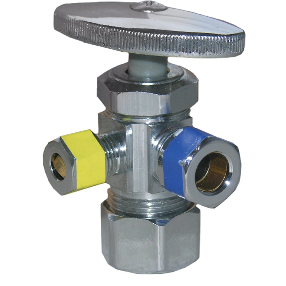 5/8" C Inlet X 3/8" C Outlet X 1/4" C Outlet Multi Turn Angle Valve