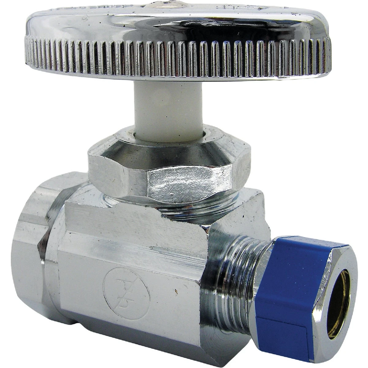 Straight Valve Chrome Finish 1/2 Inch Female Pipe Thread Inlet By 3/8 Inch Outside Diameter Compression Outlet