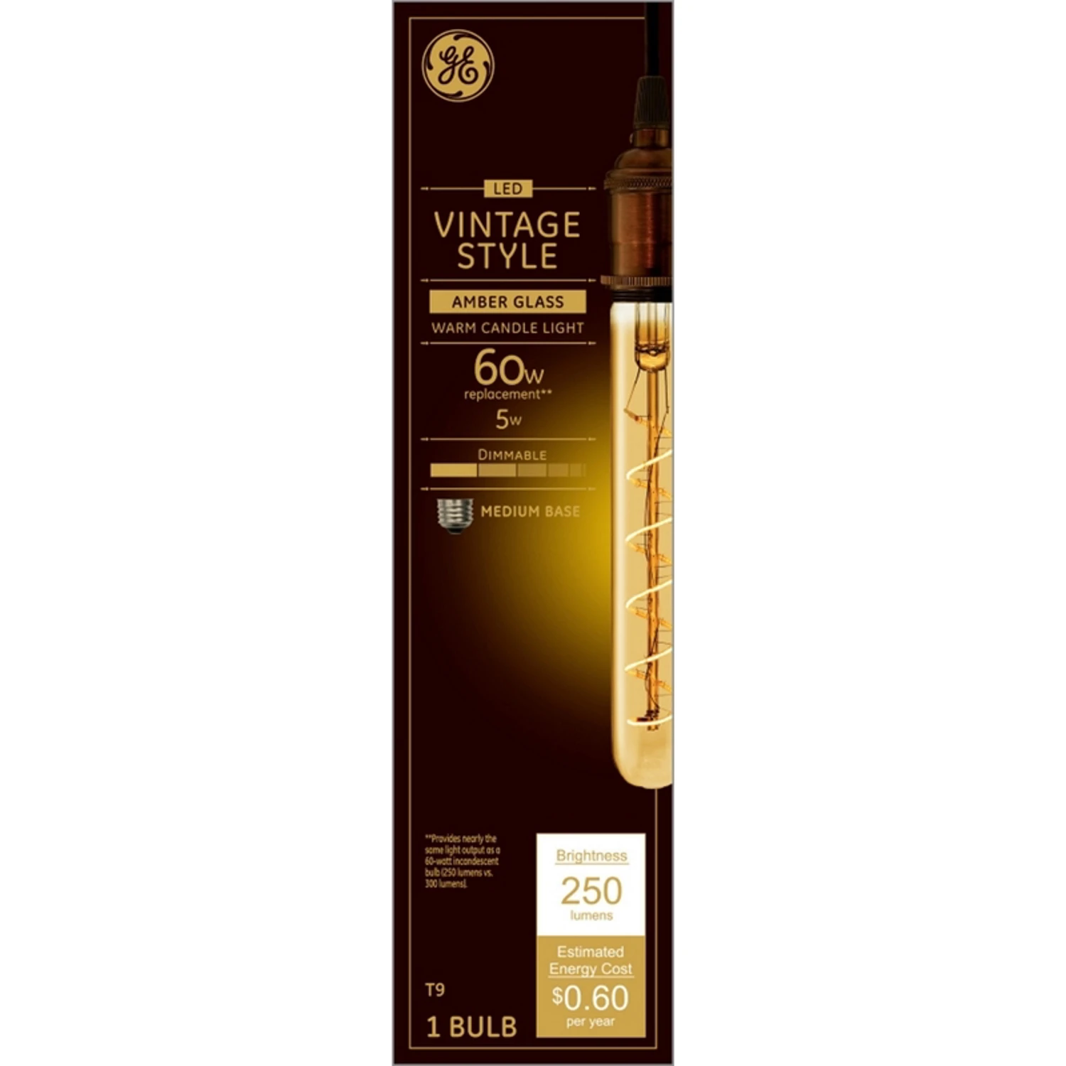 Led Light Bulb, T9, Amber Warm White, 5 Watt, 250 Lumens