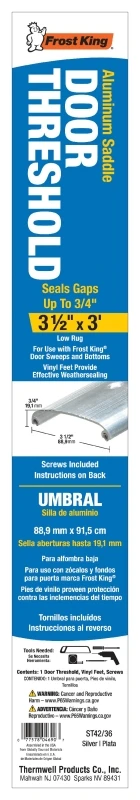 Silver Saddle Threshold, 3-1/2 X 5/8 X 36 Inches, Aluminum