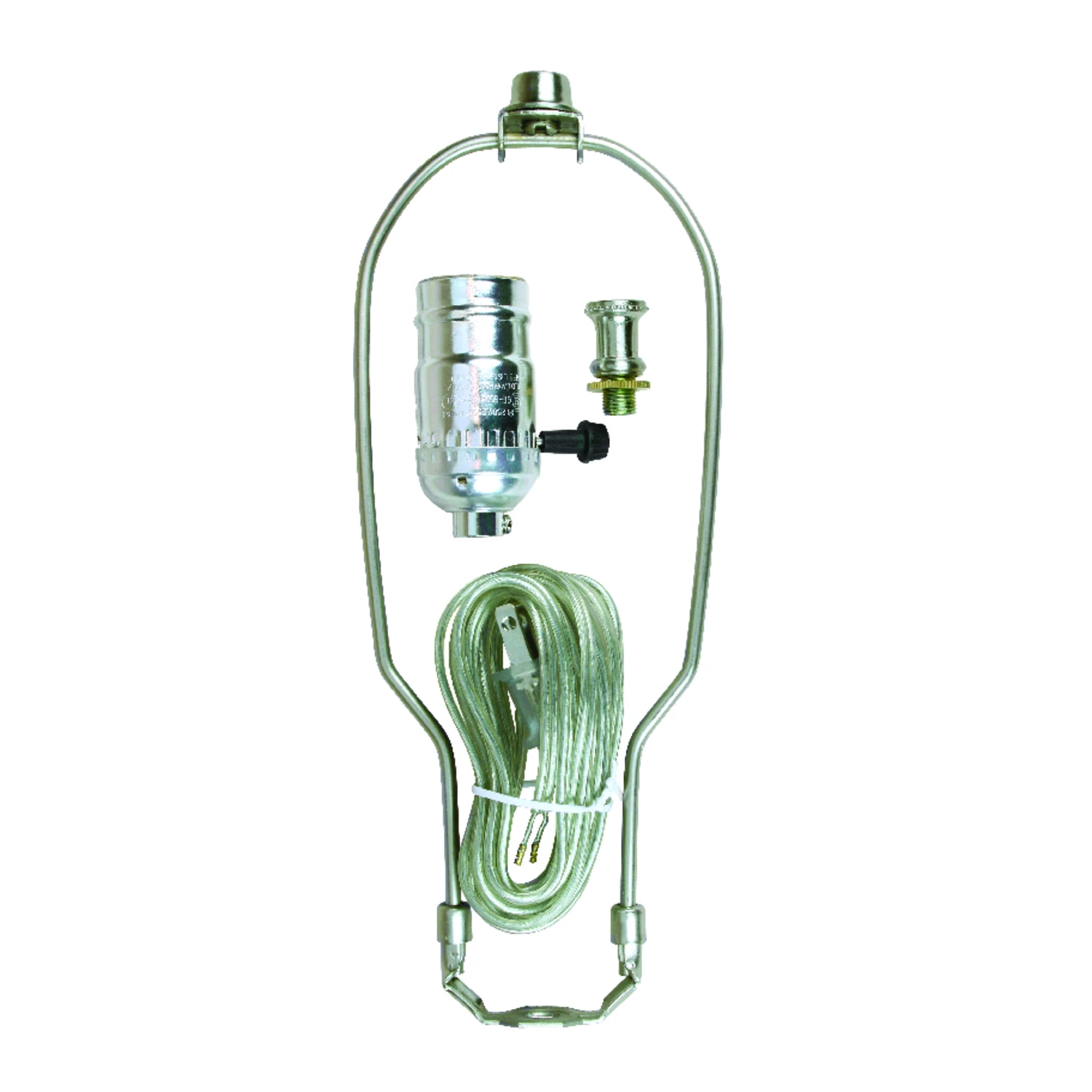Brushed Pewter Lamp Kit With 10-inch Harp & Push-through Socket