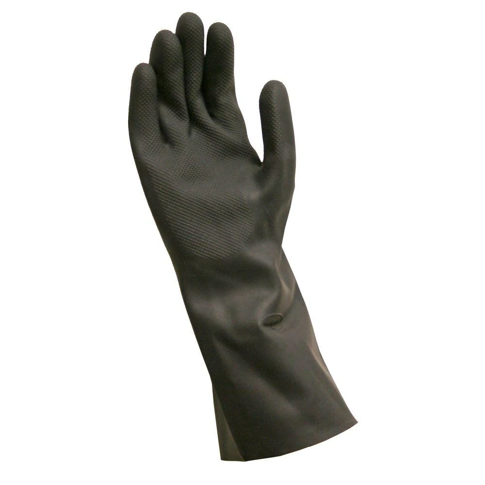 Neoprene Work Gloves, Long Cuff, Black, Men's Large Size