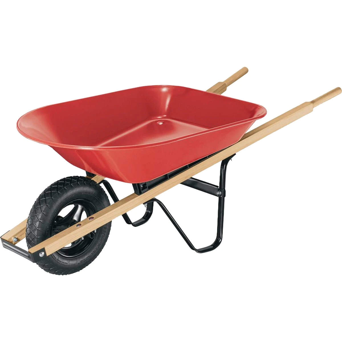 4 Cu Ft Steel Wheelbarrow – 15in Pneumatic Tire & Wooden Handle