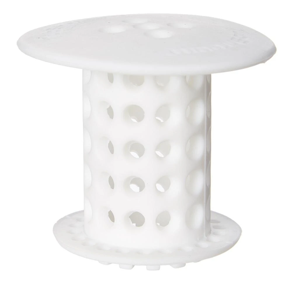 Tub Drain Hair Snare Catcher, White, Fits Standard 1.5" Tub Drains