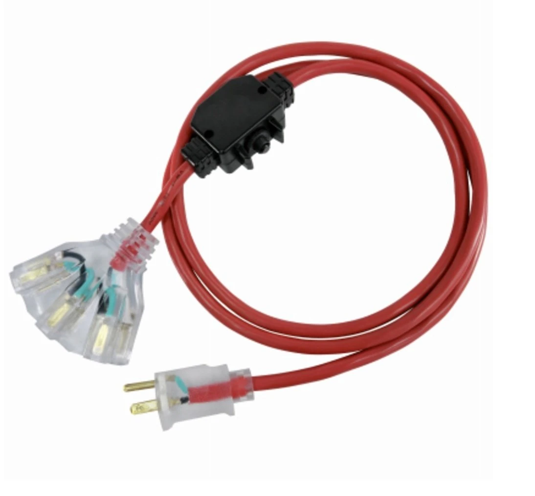 25-foot Outdoor Extension Cord, Red, 14/3 With Circuit Breaker