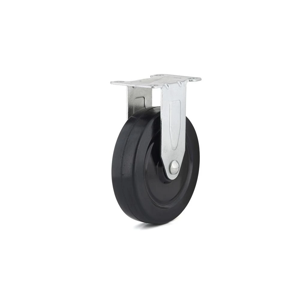 Rigid Plate Caster With Rubber Wheel, 5-inch, 297 Lb Load Capacity