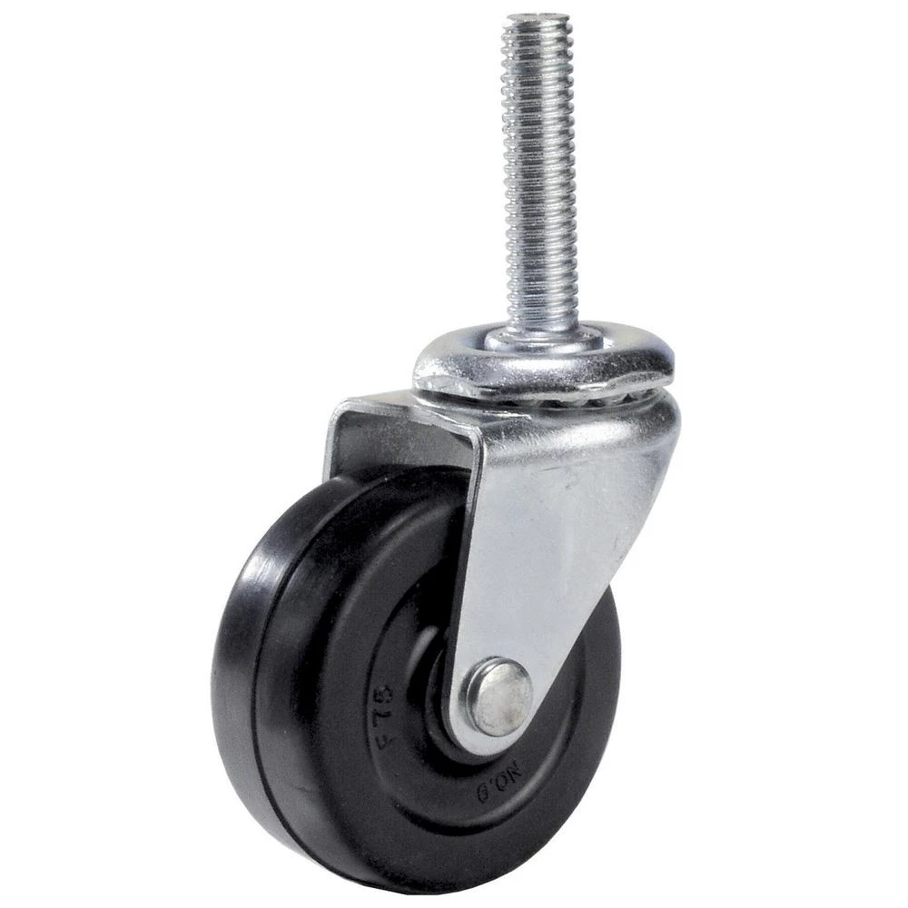 2-inch Rubber Wheel Caster With Threaded Stem And 88 Lb Load Capacity