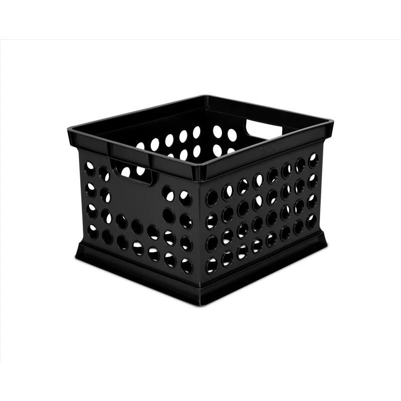 Black Stackable Storage Crate 10.62 In. H X 15.62 In. W X 13.75 In. D