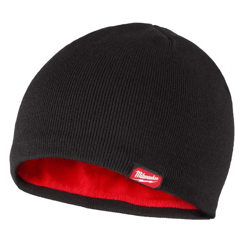 Black Fleece-lined Acrylic Beanie Sock Cap One Size Fits Most