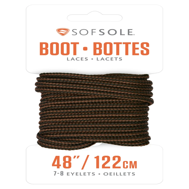 Sof Sole 48 Inch Black-brown Durable Round Boot Laces