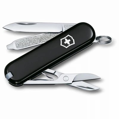 Victorinox Swiss Army Black Classic Pocket Knife With 7 Functions, 2-1/4" Closed