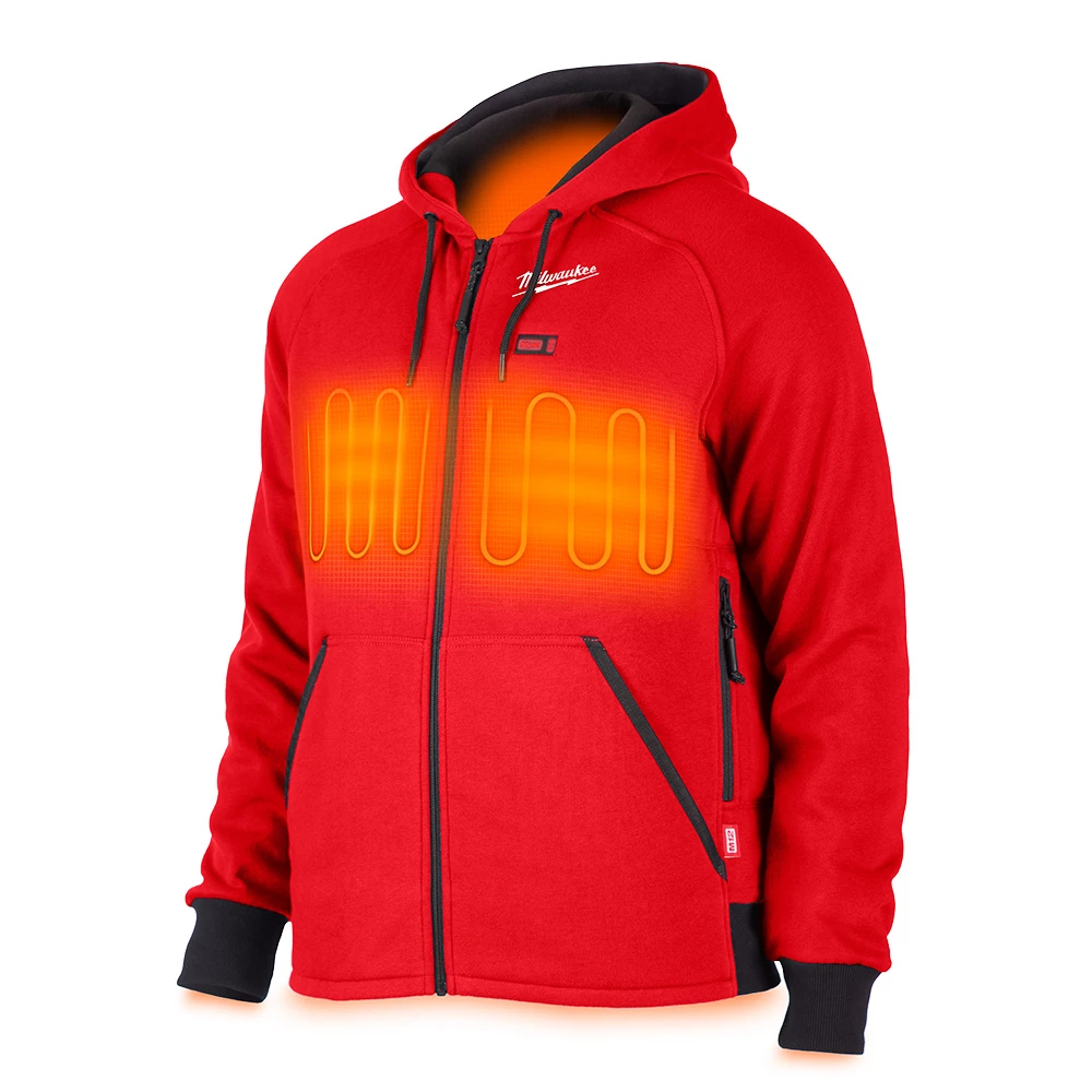 M12 Men’s Heated Hoodie – Large Red Full‑zip, Long‑sleeve