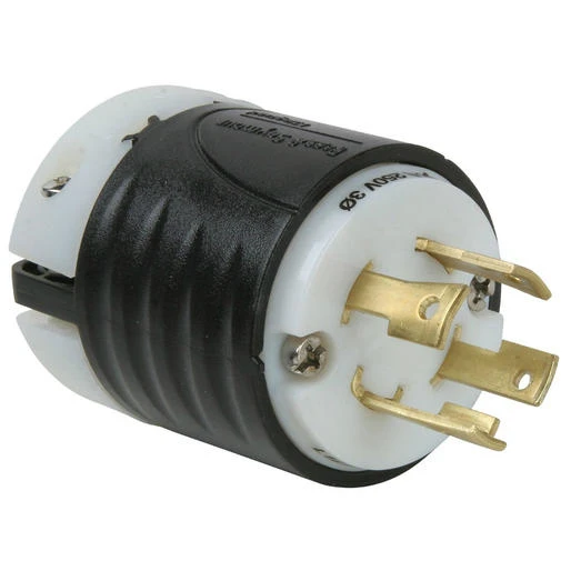 P & S L1530-p Turnlok Plug, 4-wire, 30a 250v, L15-30p, Black Back/white Front