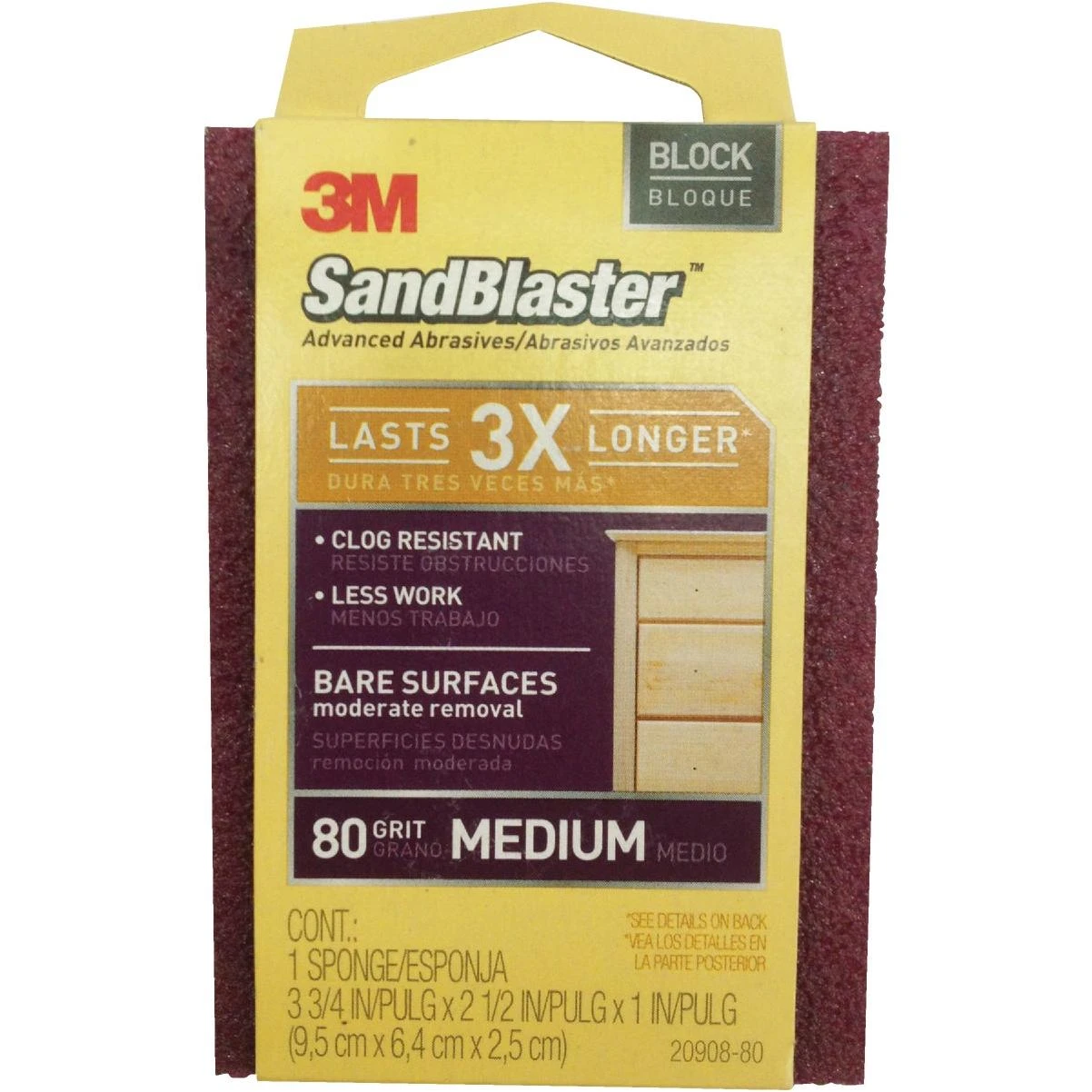 Pro Grade Precision 2.5 In. X 4.5 In. X 1 In. 80 Grit Medium Sanding Sponge