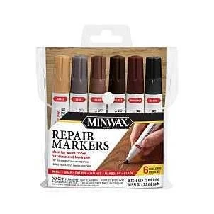 Minwax Wood Repair Marker Set – 6 Premium Shades (black, Cherry, Gray, Mahogany, Maple, Walnut) – 0.78 oz